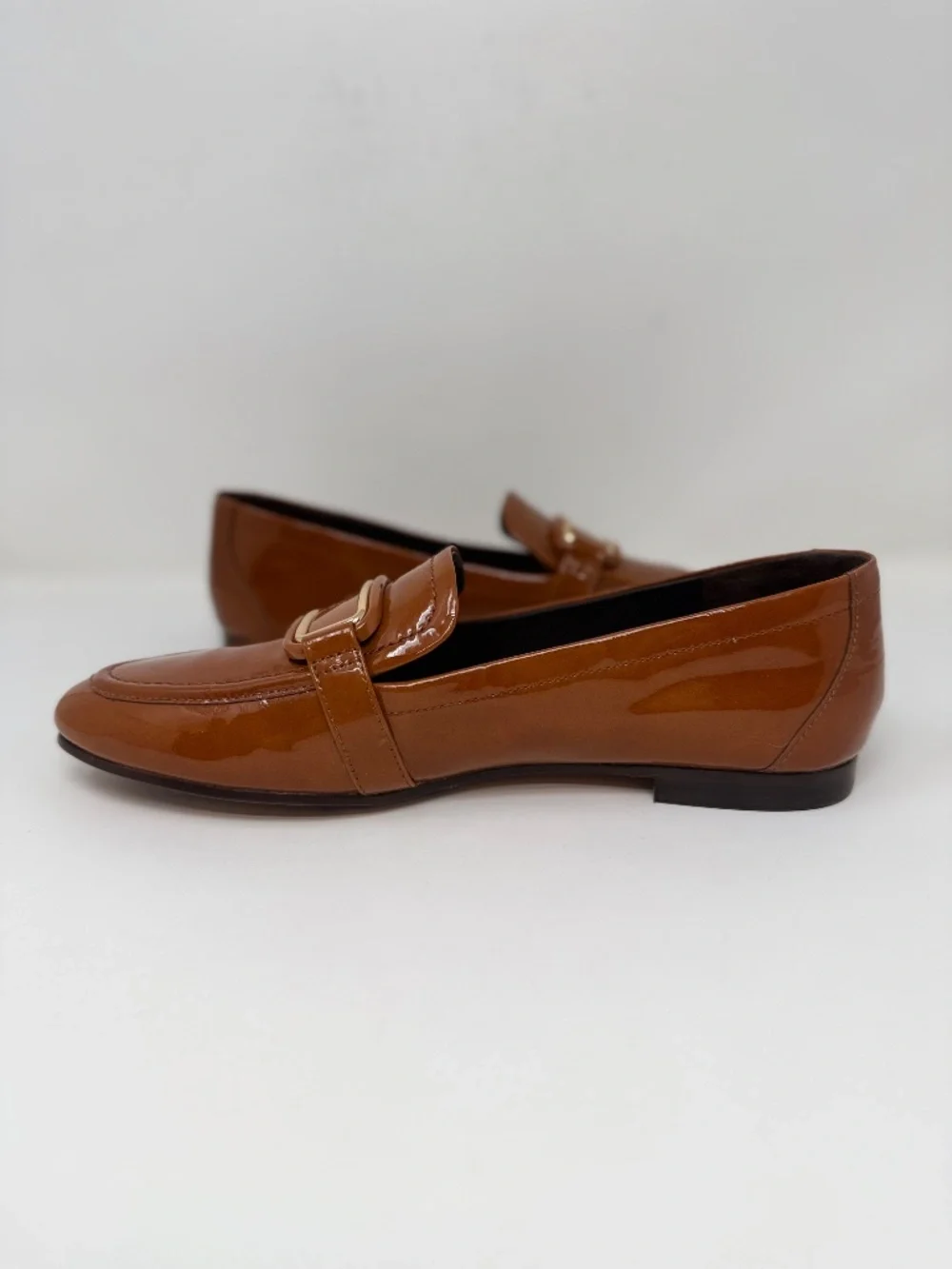 New Tory Burch Georgia Patent Leather Loafer Tan Cuoio Sz 7
